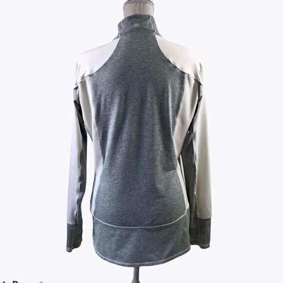 Athleta White Gray Long Sleeve Top Size M - Picture 2 of 8